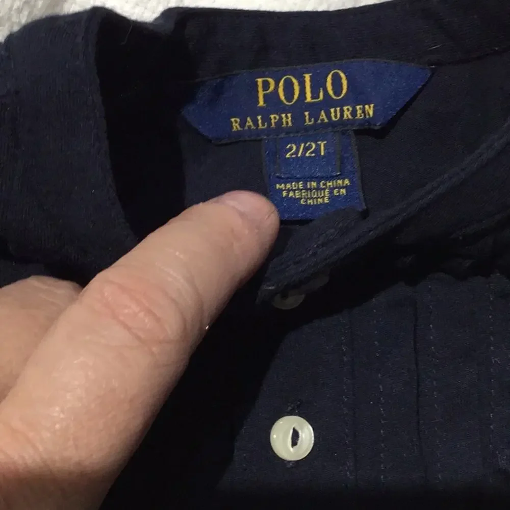 Ralph Lauren navy knit 1/2 button down blouse 2T